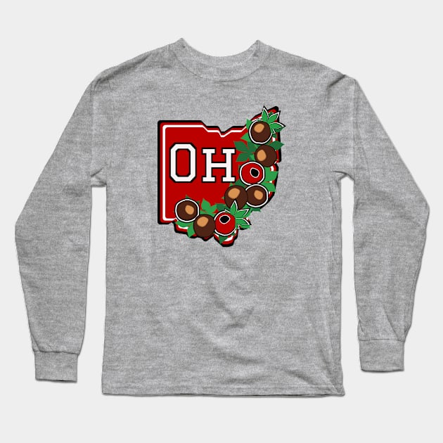 Ohio with Buckeyes Long Sleeve T-Shirt by Official Friends Fanatic